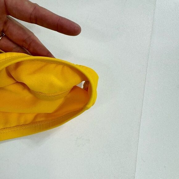 Shade & Shore Swim Women Small Yellow Plunge Hardware Trim Cheeky One Piece NWT - Picture 2 of 10